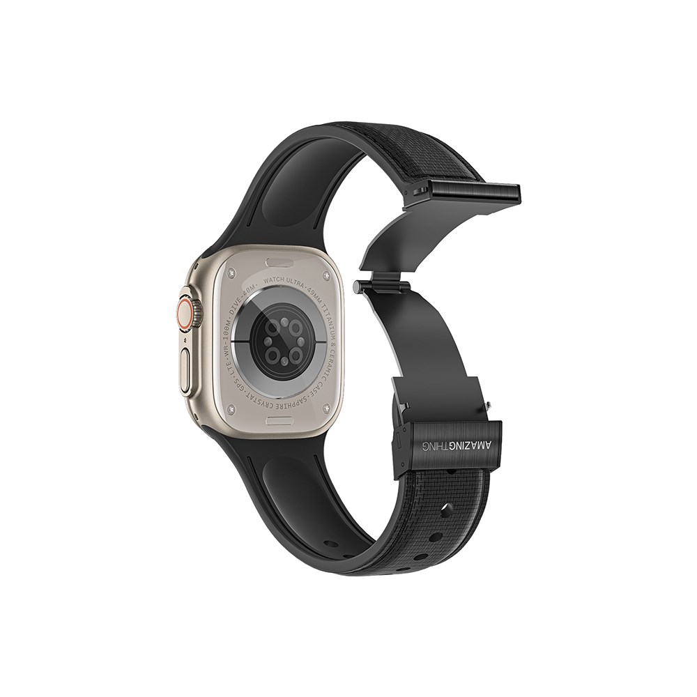 Apple Watch 10 46mm Amazingthing Titan Swift Deri Dokulu Silikon Kordon