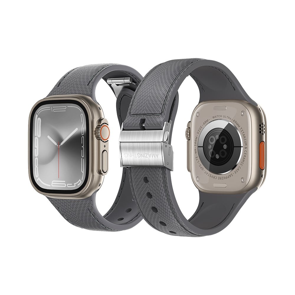 Apple Watch 38mm Amazingthing Titan Swift Deri Dokulu Silikon Kordon