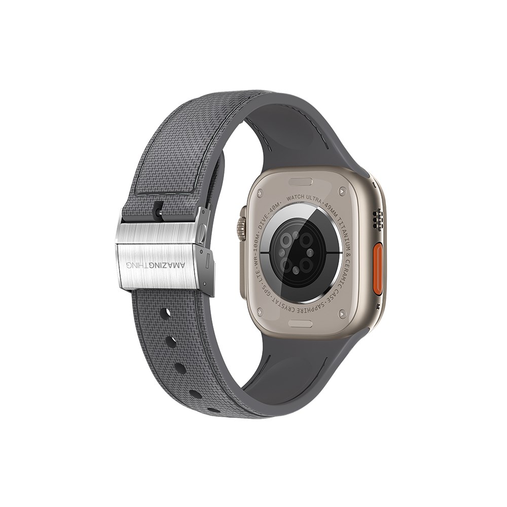 Apple Watch 7 41mm Amazingthing Titan Swift Deri Dokulu Silikon Kordon