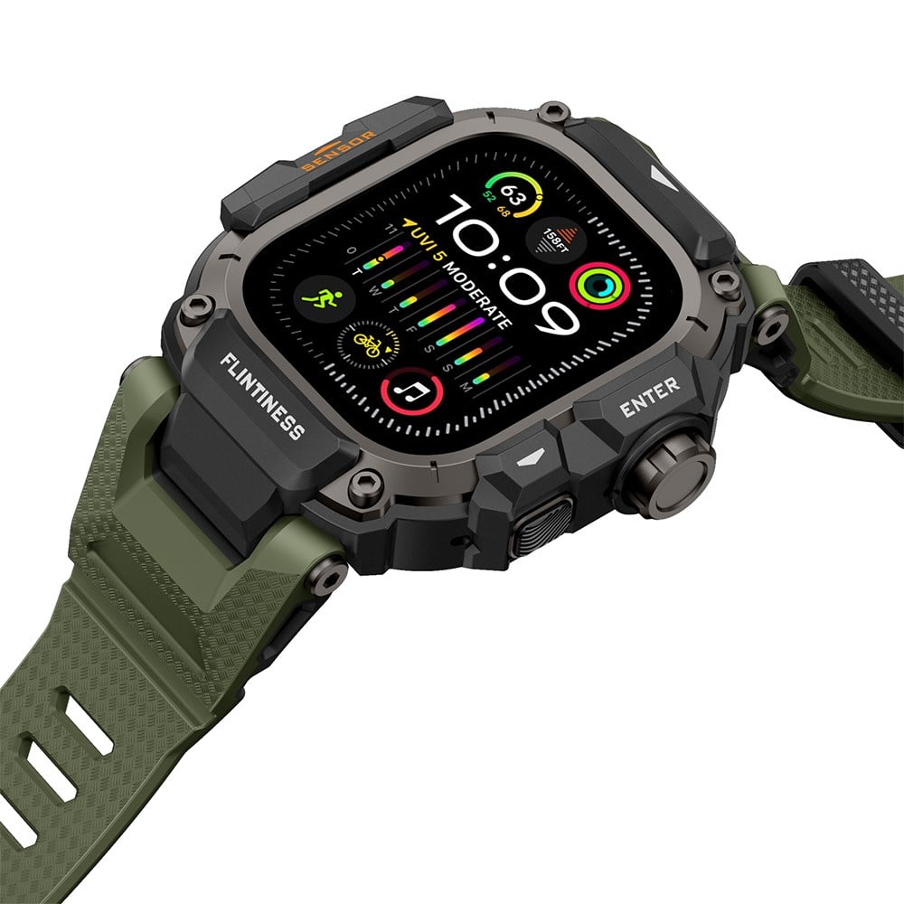 Apple Watch Ultra 49mm Mohseven iWatch Punk Fortress Serisi Kasa Koruyuculu Silikon Kordon