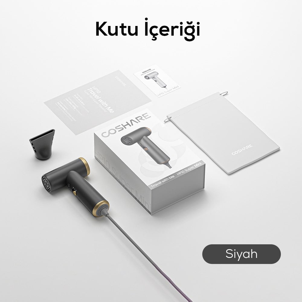Coshare HP10E Mini Isı Dereceli LED Işıklı Saç Kurutma Fön Makinesi