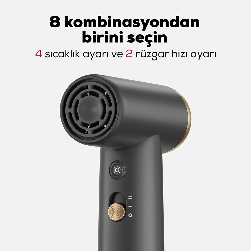 Coshare HP10E Mini Isı Dereceli LED Işıklı Saç Kurutma Fön Makinesi