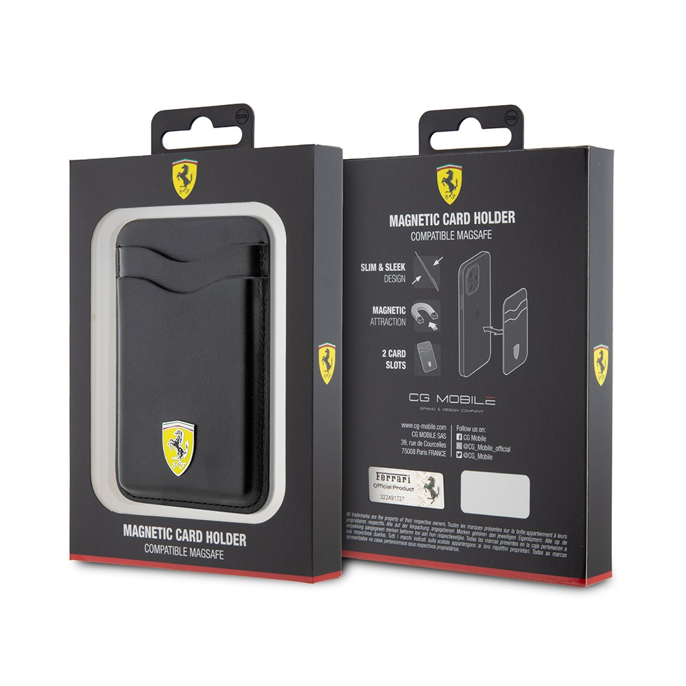 Ferrari Orjinal Lisanslı Magnetik Metal Logolu PU Deri Kartlık