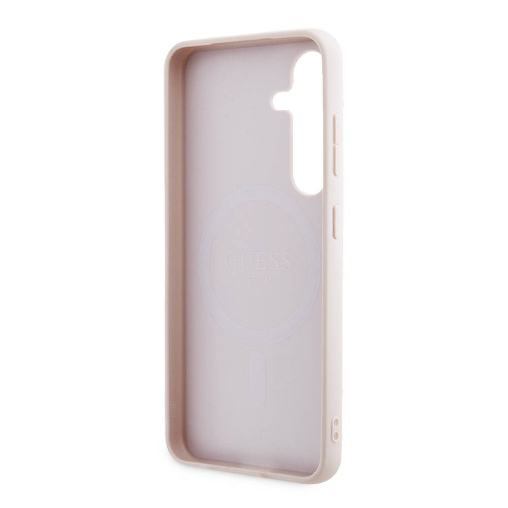 Galaxy S24 Kılıf Guess Orjinal Lisanslı PU Deri Yazı ve 4G Metal Logolu Desenli Kapak