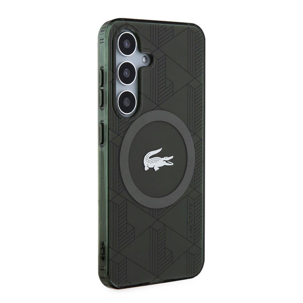 Galaxy S24 Kılıf Lacoste Orjinal Lisanslı M-safe Şarj Özellikli Çift Katmanlı Timsah Logolu Blend Monogram Kapak