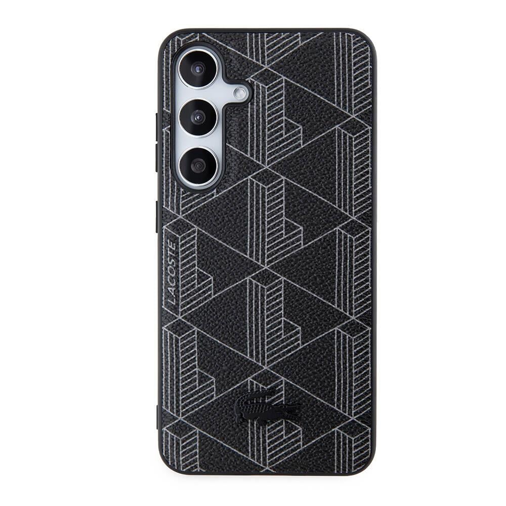 Galaxy S24 Kılıf Lacoste Orjinal Lisanslı M-safe Şarj Özellikli PU Deri Görünümlü Karışık Monogram Desenli Kapak