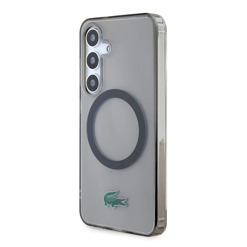 Galaxy S24 Kılıf Lacoste Orjinal Lisanslı M-safe Şarj Özellikli Transparan Timsah Logo Baskılı Kapak