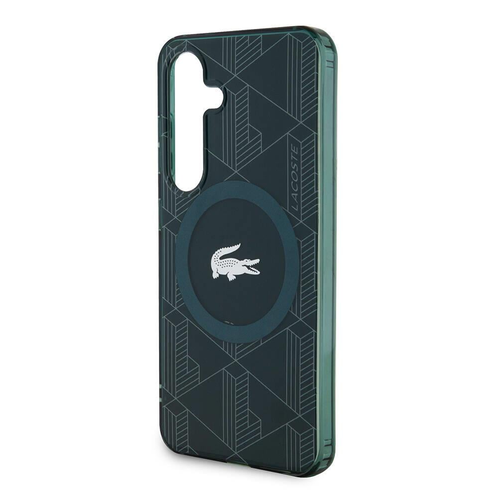 Galaxy S24 Kılıf Lacoste Orjinal Lisanslı M-safe Şarj Özellikli Çift Katmanlı Timsah Logolu Blend Monogram Kapak