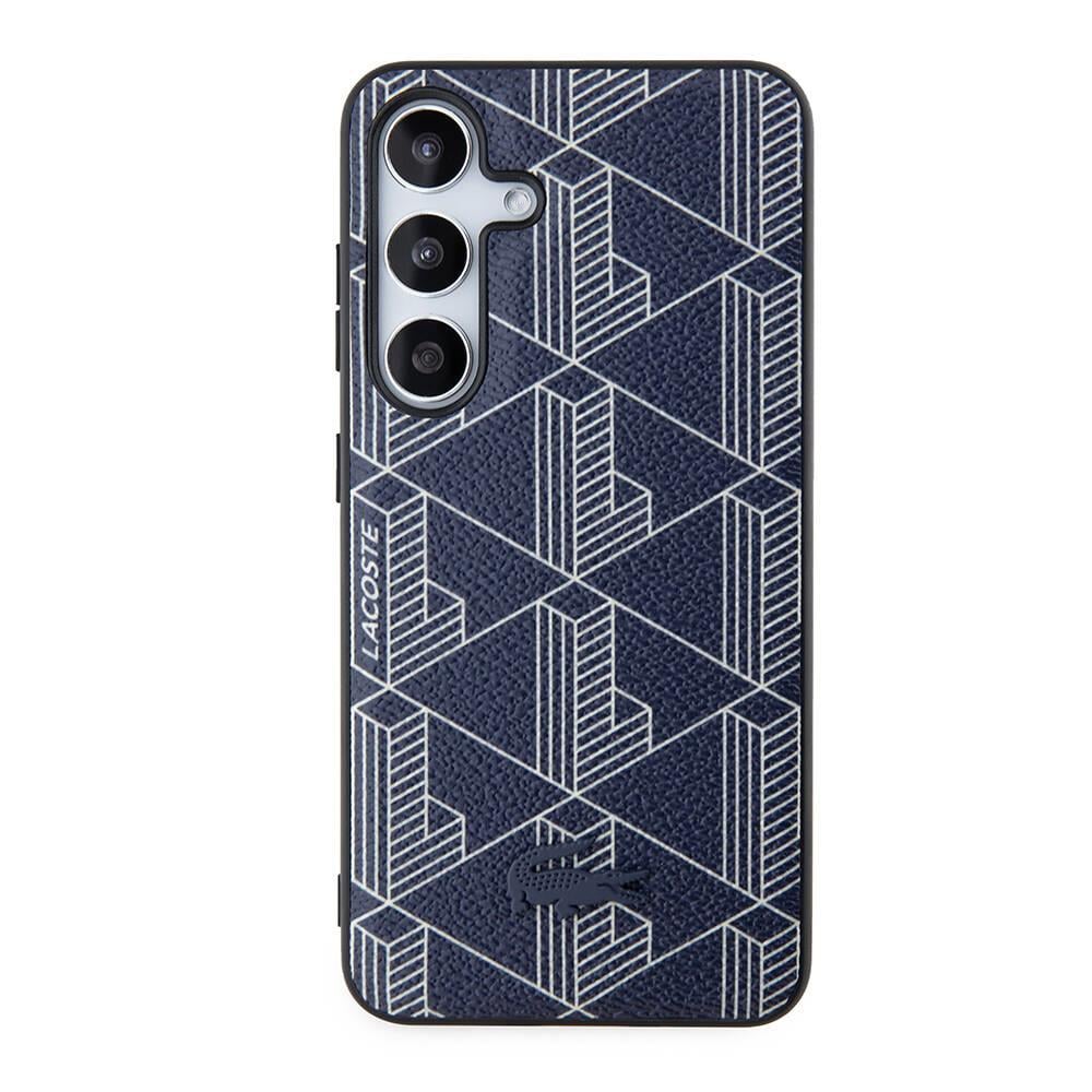 Galaxy S24 Kılıf Lacoste Orjinal Lisanslı M-safe Şarj Özellikli PU Deri Görünümlü Karışık Monogram Desenli Kapak