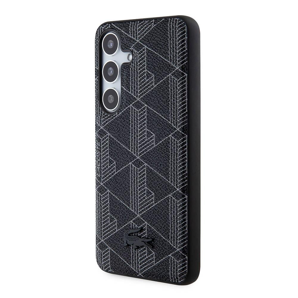 Galaxy S24 Kılıf Lacoste Orjinal Lisanslı M-safe Şarj Özellikli PU Deri Görünümlü Karışık Monogram Desenli Kapak