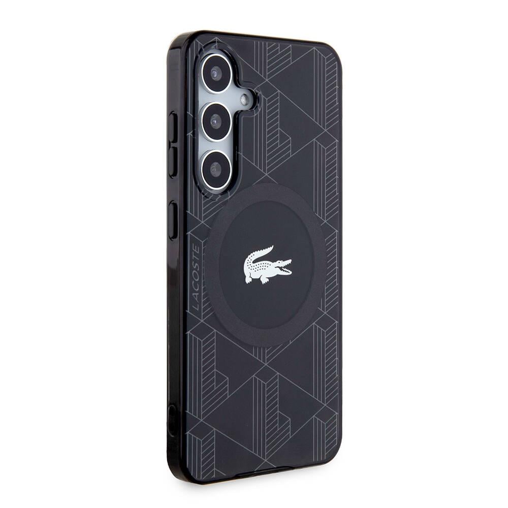 Galaxy S24 Kılıf Lacoste Orjinal Lisanslı M-safe Şarj Özellikli Çift Katmanlı Timsah Logolu Blend Monogram Kapak