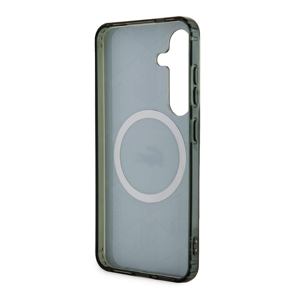 Galaxy S24 Kılıf Lacoste Orjinal Lisanslı M-safe Şarj Özellikli Çift Katmanlı Timsah Logolu Blend Monogram Kapak