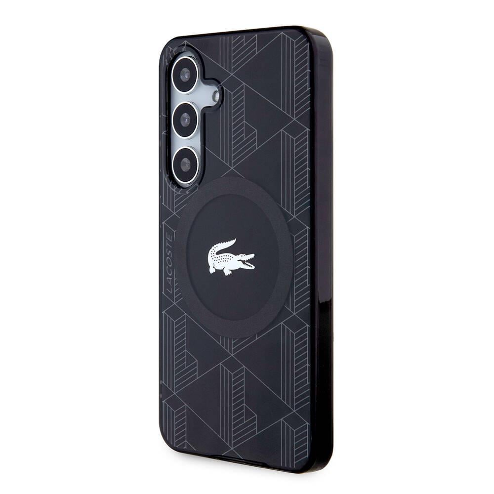 Galaxy S24 Kılıf Lacoste Orjinal Lisanslı M-safe Şarj Özellikli Çift Katmanlı Timsah Logolu Blend Monogram Kapak