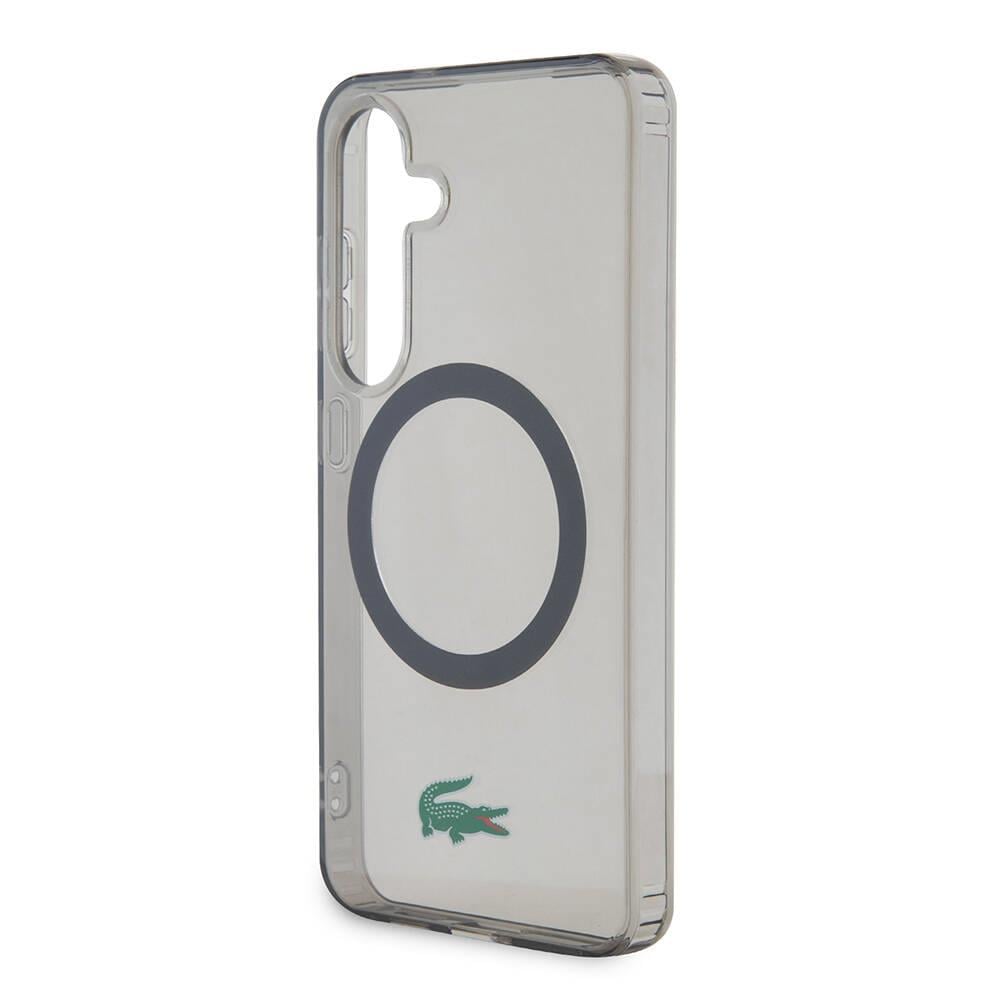 Galaxy S24 Kılıf Lacoste Orjinal Lisanslı M-safe Şarj Özellikli Transparan Timsah Logo Baskılı Kapak