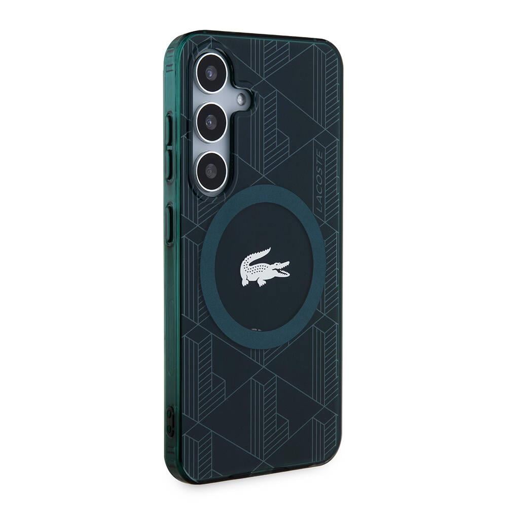 Galaxy S24 Kılıf Lacoste Orjinal Lisanslı M-safe Şarj Özellikli Çift Katmanlı Timsah Logolu Blend Monogram Kapak