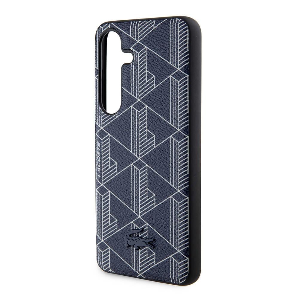 Galaxy S24 Kılıf Lacoste Orjinal Lisanslı M-safe Şarj Özellikli PU Deri Görünümlü Karışık Monogram Desenli Kapak