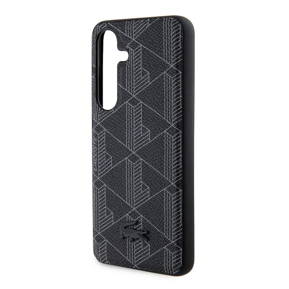 Galaxy S24 Kılıf Lacoste Orjinal Lisanslı M-safe Şarj Özellikli PU Deri Görünümlü Karışık Monogram Desenli Kapak