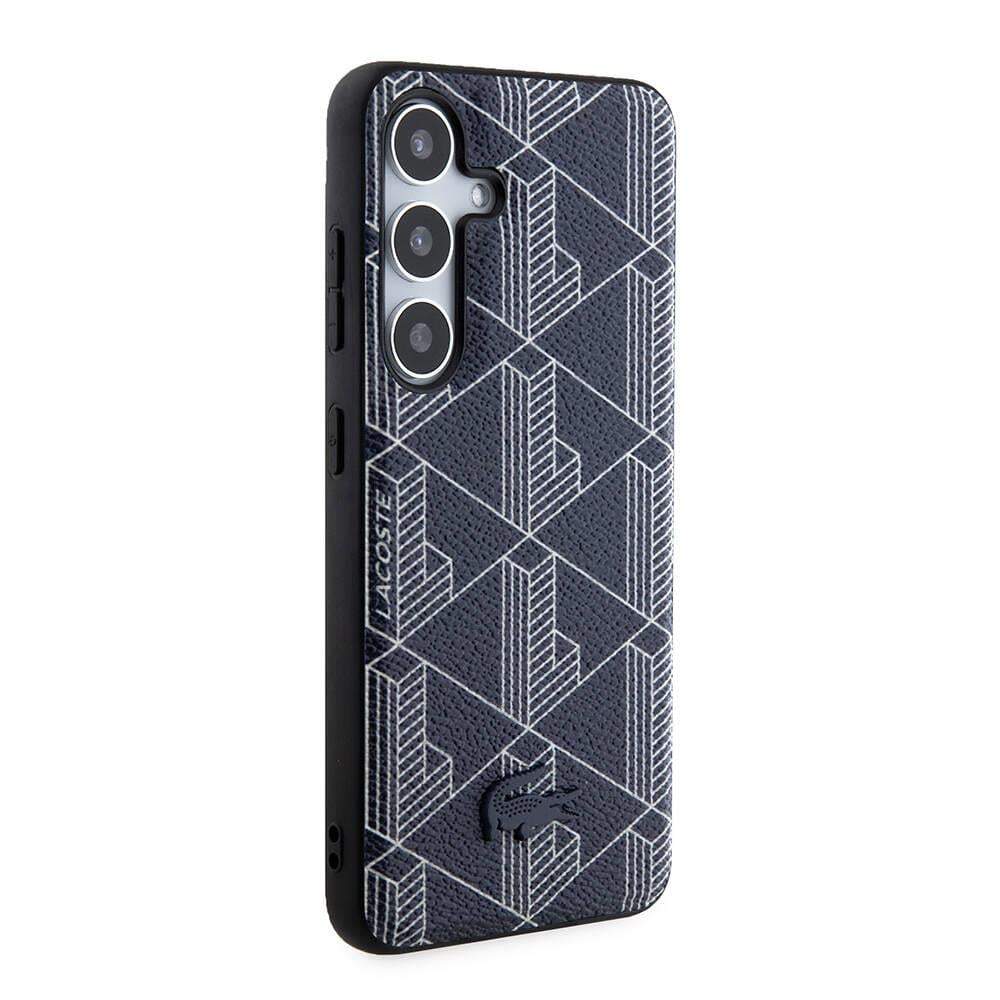 Galaxy S24 Kılıf Lacoste Orjinal Lisanslı M-safe Şarj Özellikli PU Deri Görünümlü Karışık Monogram Desenli Kapak