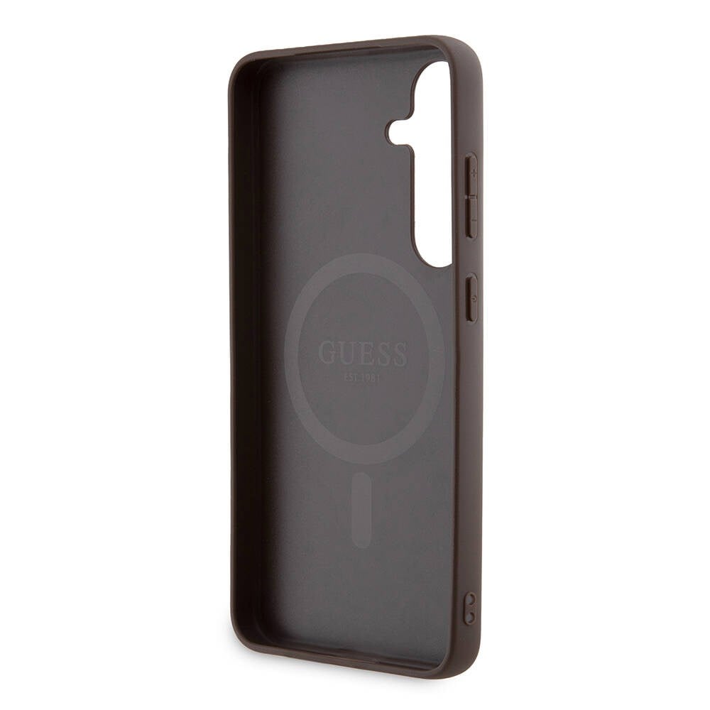 Galaxy S24 Plus Kılıf Guess Orjinal Lisanslı M-safe Şarj Özellikli PU Halkalı 4G Desenli Yazı Logolu Kapak