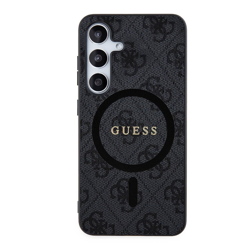 Galaxy S24 Plus Kılıf Guess Orjinal Lisanslı M-safe Şarj Özellikli PU Halkalı 4G Desenli Yazı Logolu Kapak