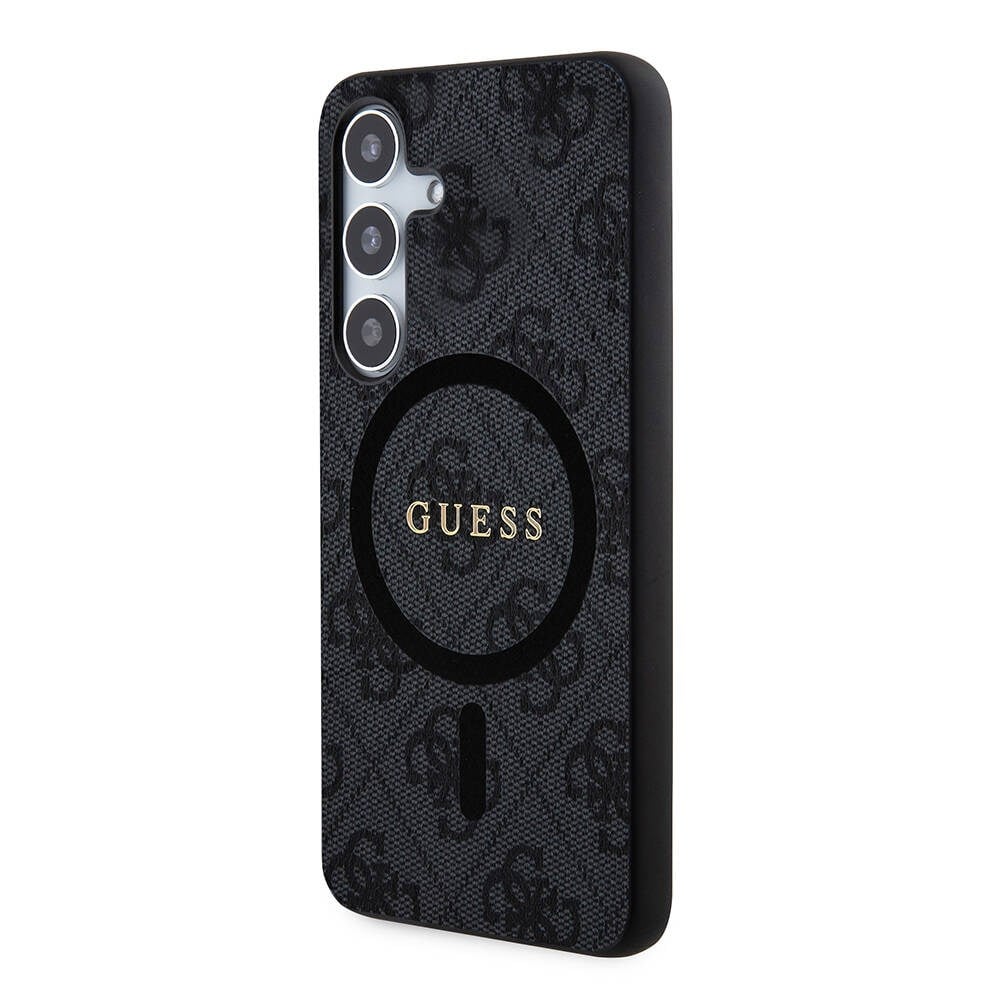 Galaxy S24 Plus Kılıf Guess Orjinal Lisanslı M-safe Şarj Özellikli PU Halkalı 4G Desenli Yazı Logolu Kapak