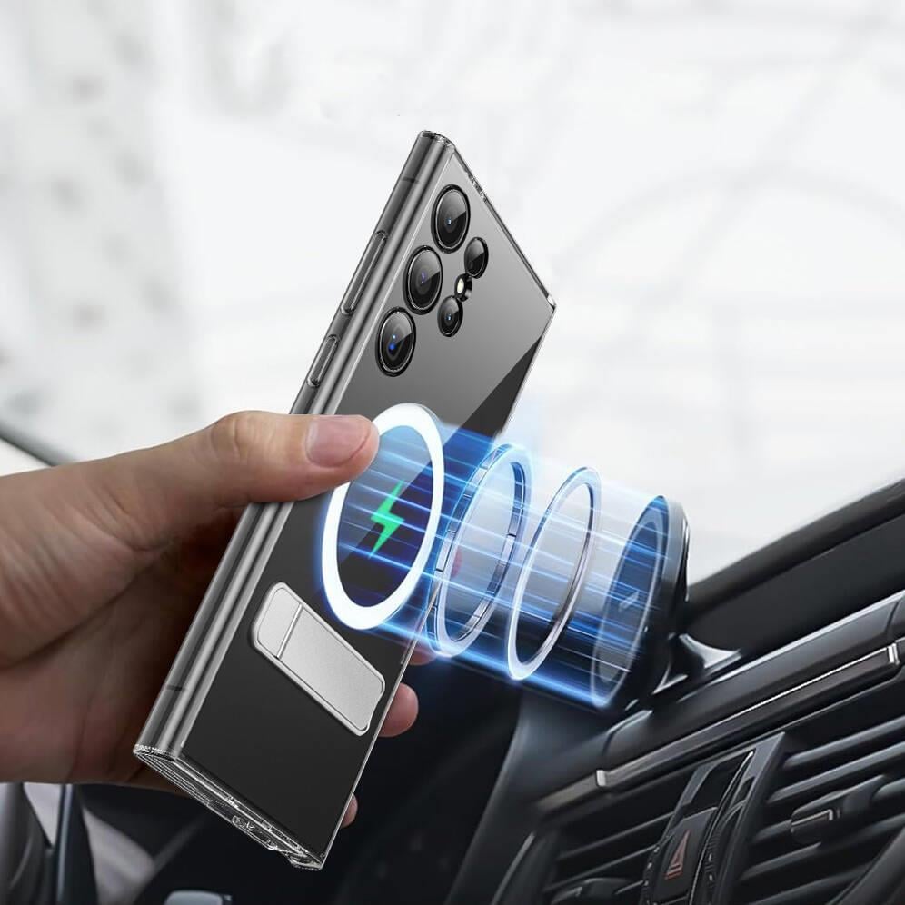 Galaxy S24 Plus Kılıf M-safe Şarj Özellikli Kamera Korumalı Standlı Wiwu KCC-025 Aurora Serisi Kapak