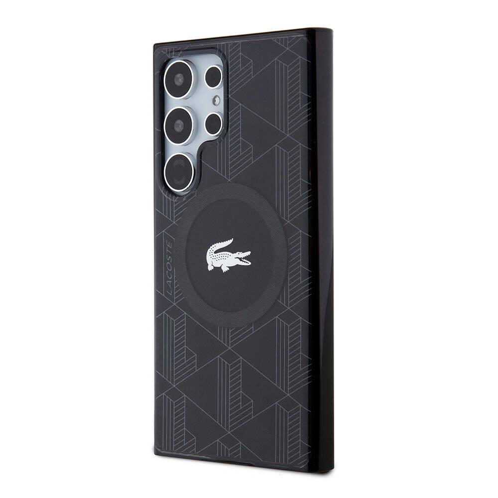 Galaxy S24 Ultra Kılıf Lacoste Orjinal Lisanslı M-safe Şarj Özellikli Çift Katmanlı Timsah Logolu Blend Monogram Kapak