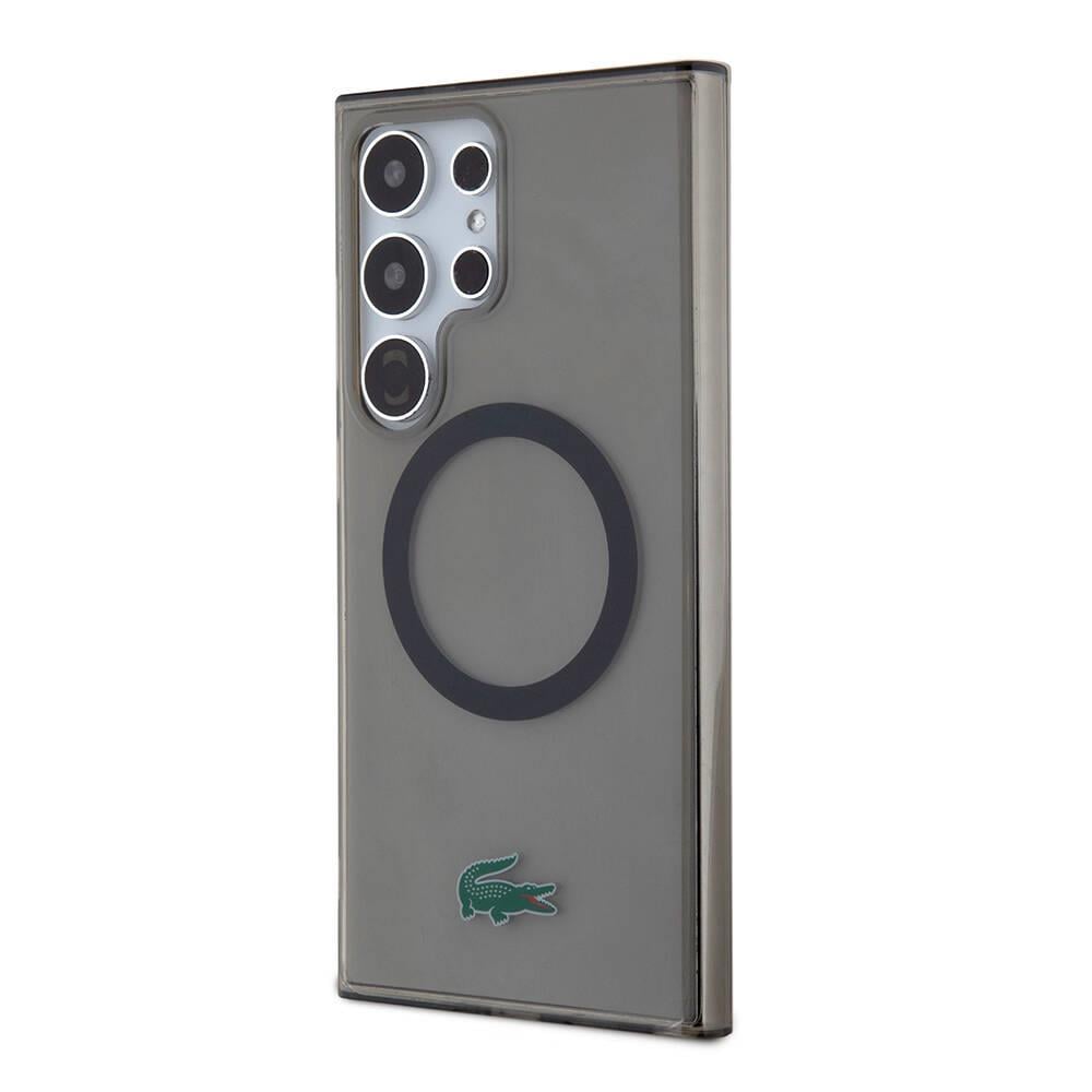 Galaxy S24 Ultra Kılıf Lacoste Orjinal Lisanslı M-safe Şarj Özellikli Transparan Timsah Logo Baskılı Kapak