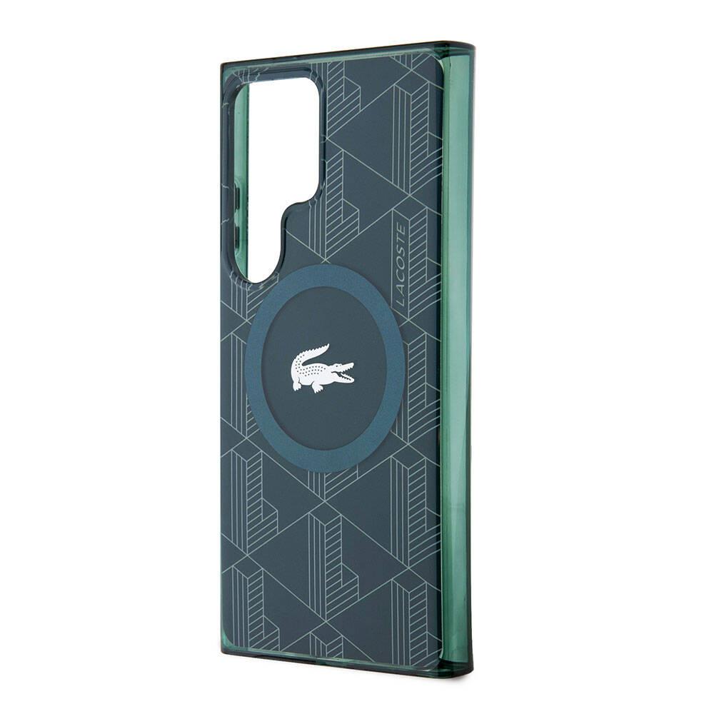 Galaxy S24 Ultra Kılıf Lacoste Orjinal Lisanslı M-safe Şarj Özellikli Çift Katmanlı Timsah Logolu Blend Monogram Kapak