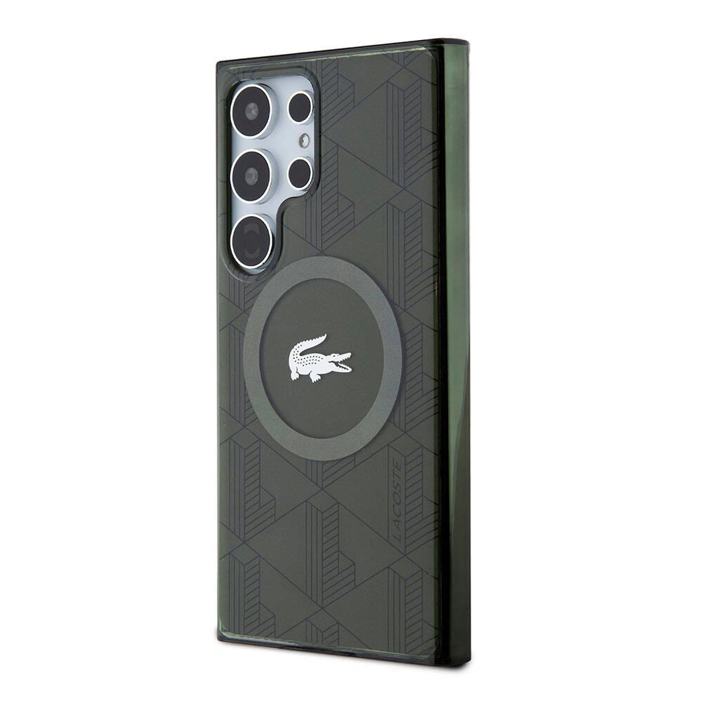 Galaxy S24 Ultra Kılıf Lacoste Orjinal Lisanslı M-safe Şarj Özellikli Çift Katmanlı Timsah Logolu Blend Monogram Kapak