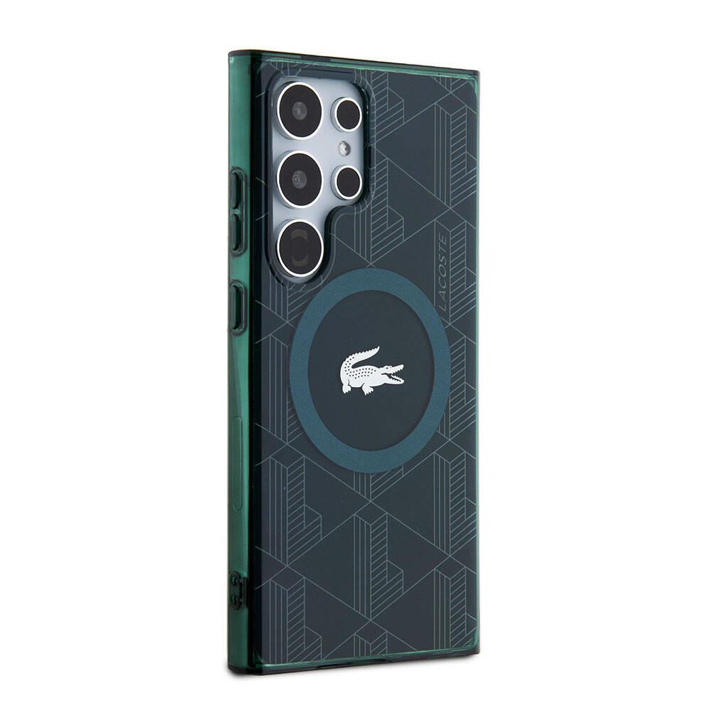 Galaxy S24 Ultra Kılıf Lacoste Orjinal Lisanslı M-safe Şarj Özellikli Çift Katmanlı Timsah Logolu Blend Monogram Kapak