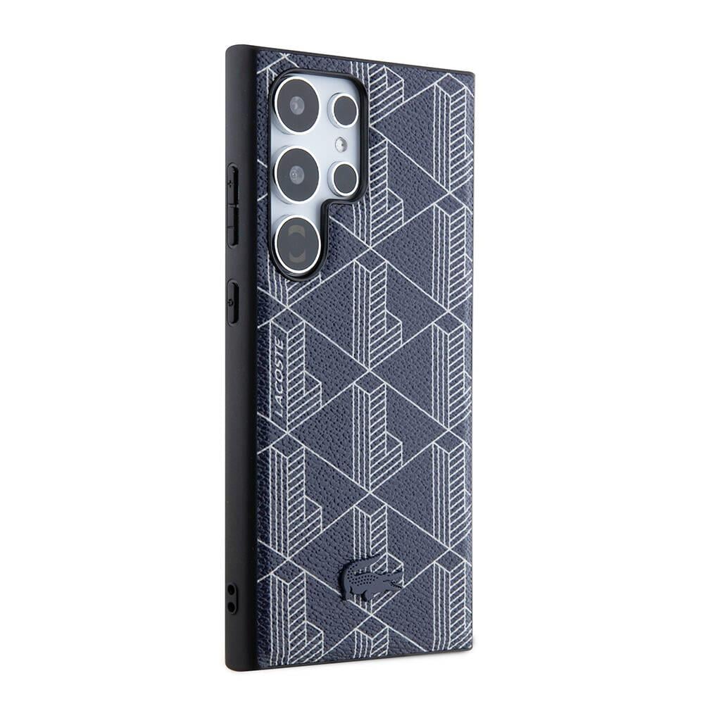 Galaxy S24 Ultra Kılıf Lacoste Orjinal Lisanslı M-safe Şarj Özellikli PU Deri Görünümlü Karışık Monogram Desenli Kapak
