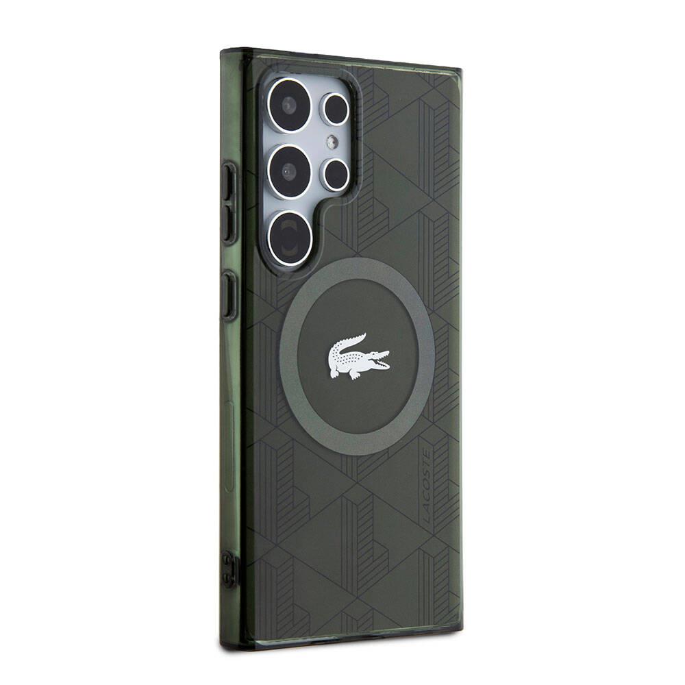Galaxy S24 Ultra Kılıf Lacoste Orjinal Lisanslı M-safe Şarj Özellikli Çift Katmanlı Timsah Logolu Blend Monogram Kapak
