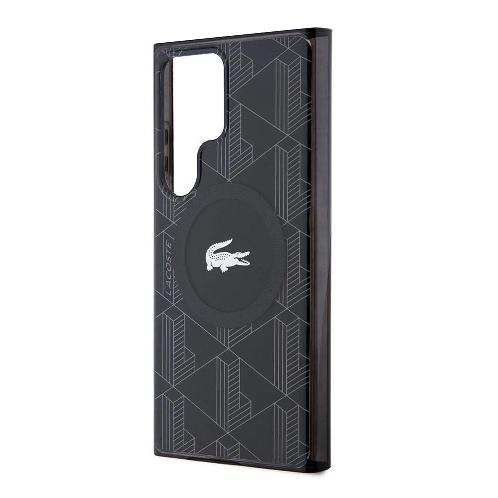 Galaxy S24 Ultra Kılıf Lacoste Orjinal Lisanslı M-safe Şarj Özellikli Çift Katmanlı Timsah Logolu Blend Monogram Kapak
