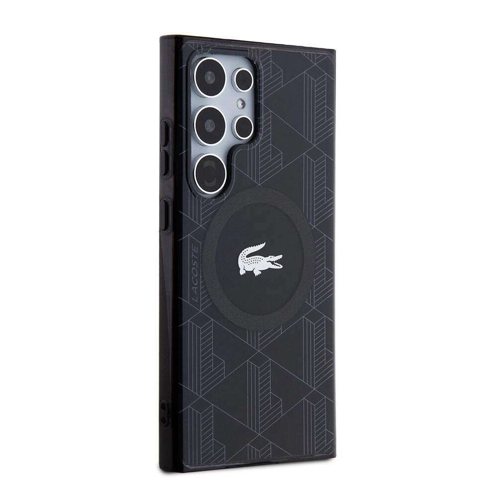 Galaxy S24 Ultra Kılıf Lacoste Orjinal Lisanslı M-safe Şarj Özellikli Çift Katmanlı Timsah Logolu Blend Monogram Kapak