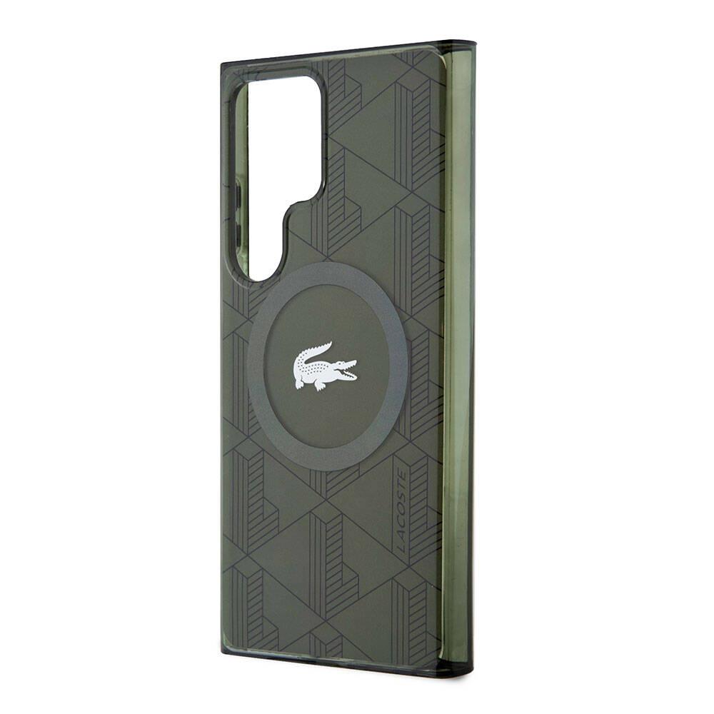 Galaxy S24 Ultra Kılıf Lacoste Orjinal Lisanslı M-safe Şarj Özellikli Çift Katmanlı Timsah Logolu Blend Monogram Kapak
