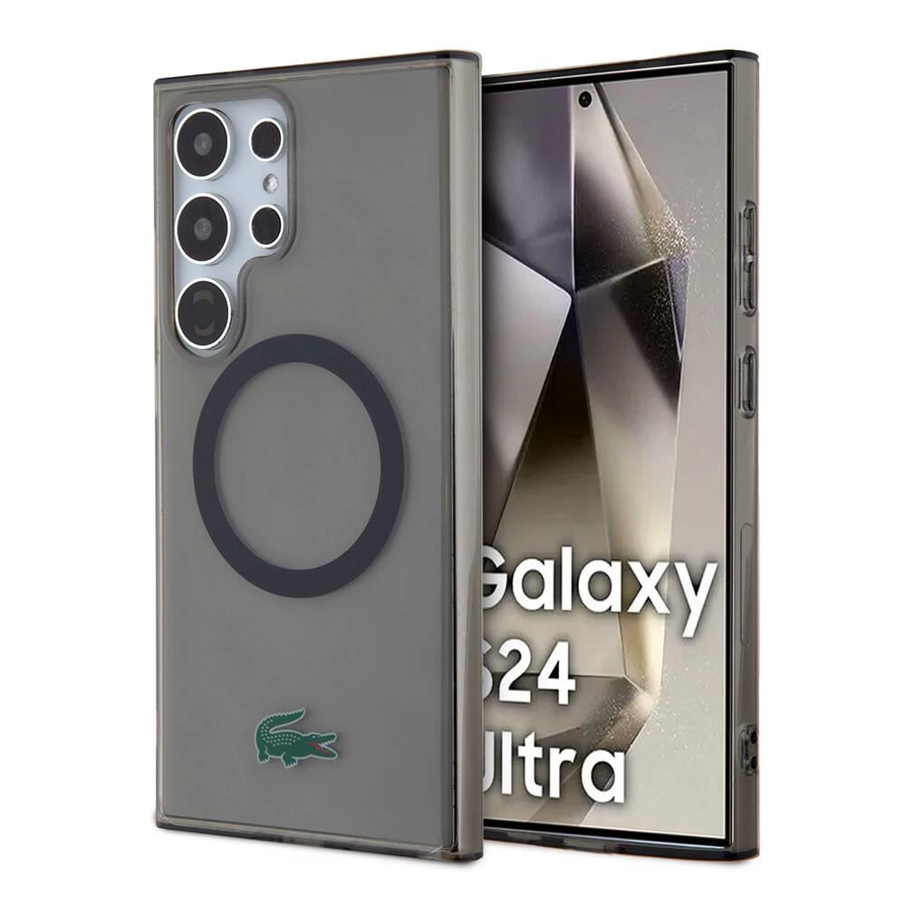 Galaxy S24 Ultra Kılıf Lacoste Orjinal Lisanslı M-safe Şarj Özellikli Transparan Timsah Logo Baskılı Kapak