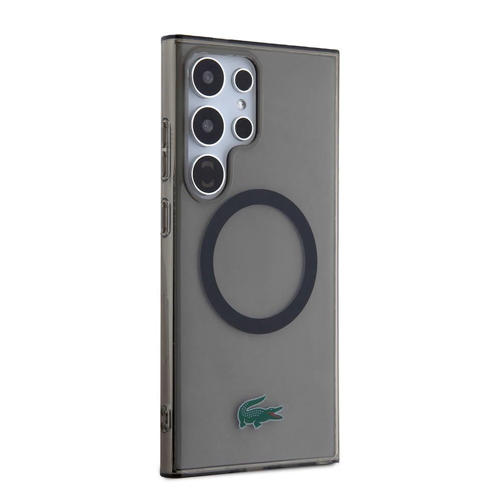 Galaxy S24 Ultra Kılıf Lacoste Orjinal Lisanslı M-safe Şarj Özellikli Transparan Timsah Logo Baskılı Kapak