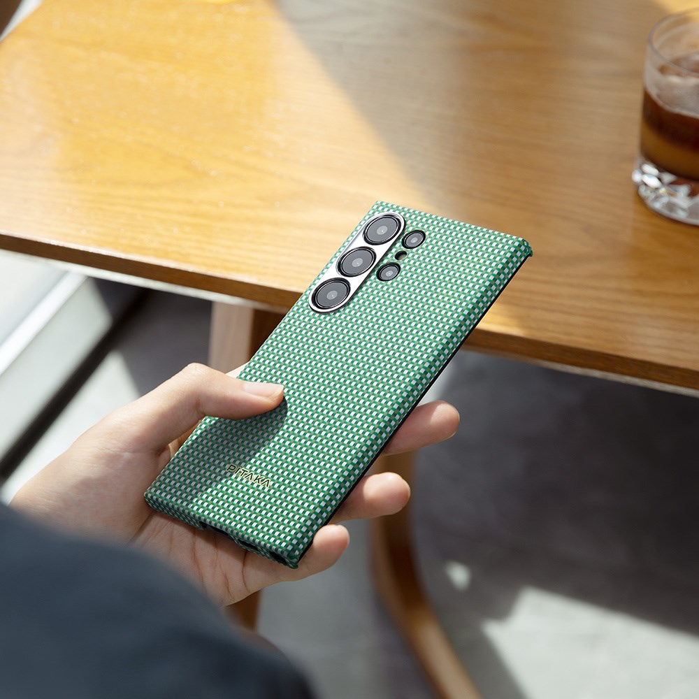 Galaxy S24 Ultra Kılıf M-safe Şarj Özellikli 1500D Aramid Fiber Pitaka Ultra-Slim Classic Serisi Aomori Kapak
