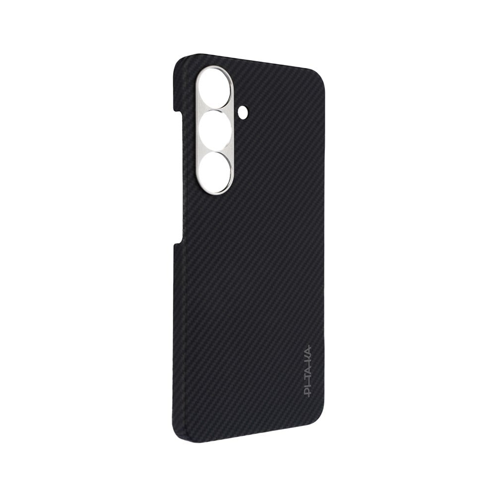 Galaxy S25 Kılıf M-safe Şarj Özellikli 600D Aramid Fiber Pitaka Ultra-Slim Classic Serisi Black-Grey Twill Kapak
