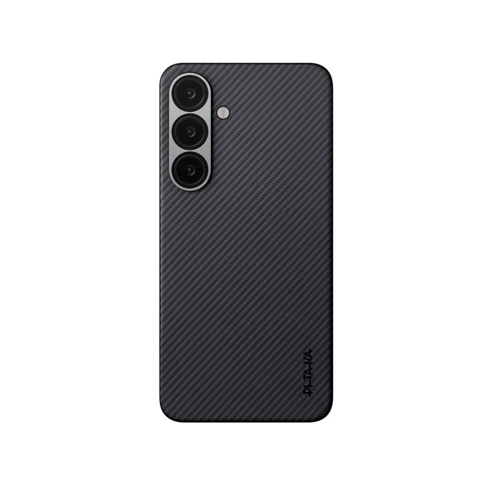 Galaxy S25 Kılıf M-safe Şarj Özellikli 600D Aramid Fiber Pitaka Ultra-Slim Classic Serisi Black-Grey Twill Kapak