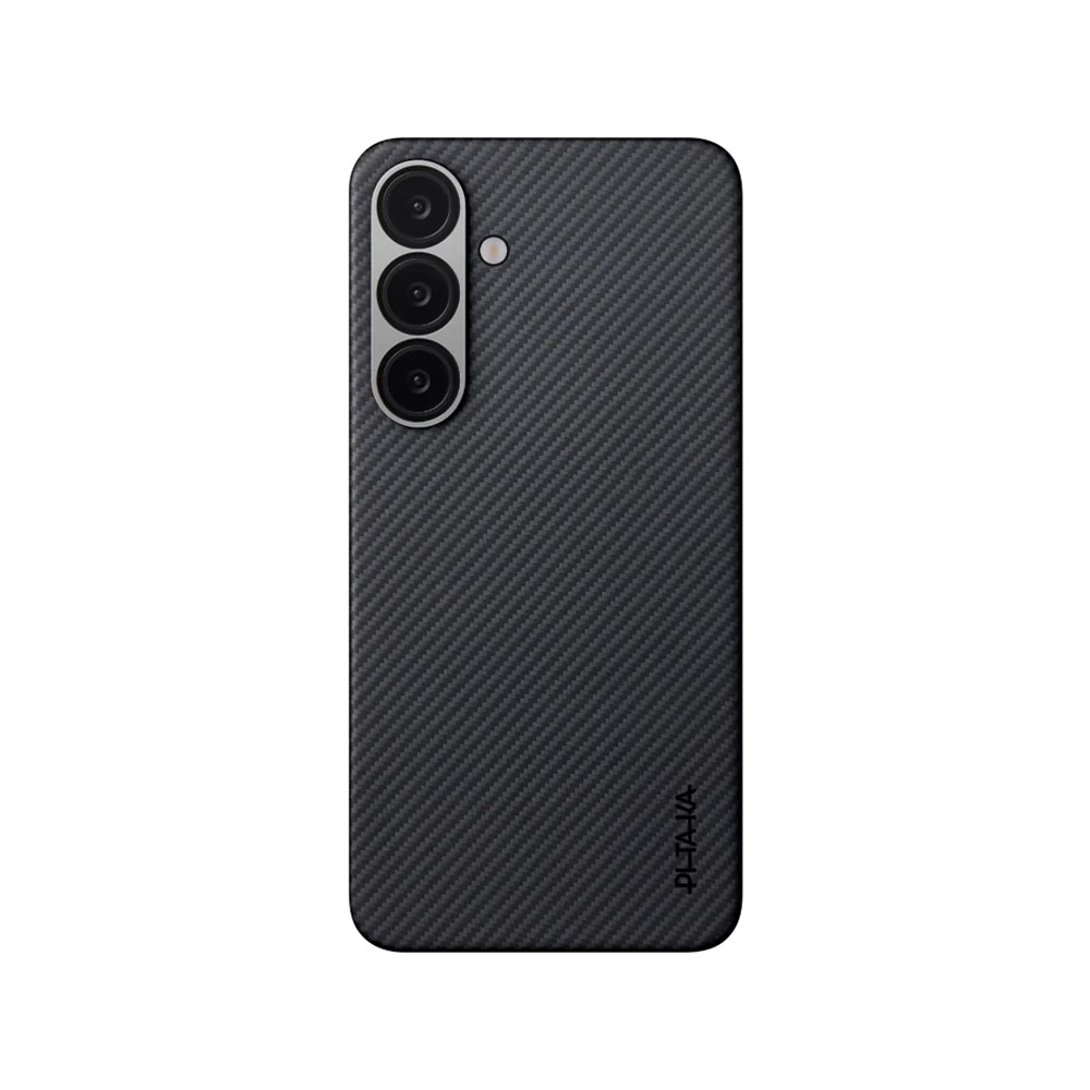 Galaxy S25 Plus Kılıf M-safe Şarj Özellikli 600D Aramid Fiber Pitaka Ultra-Slim Classic Serisi Black-Grey Twill Kapak