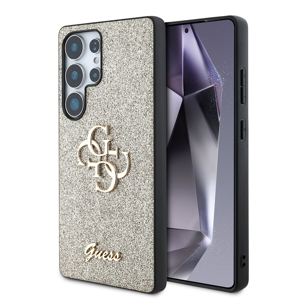 Galaxy S25 Ultra Kılıf Guess Orjinal Lisanslı 4G Büyük Metal Logolu Glitter Kapak