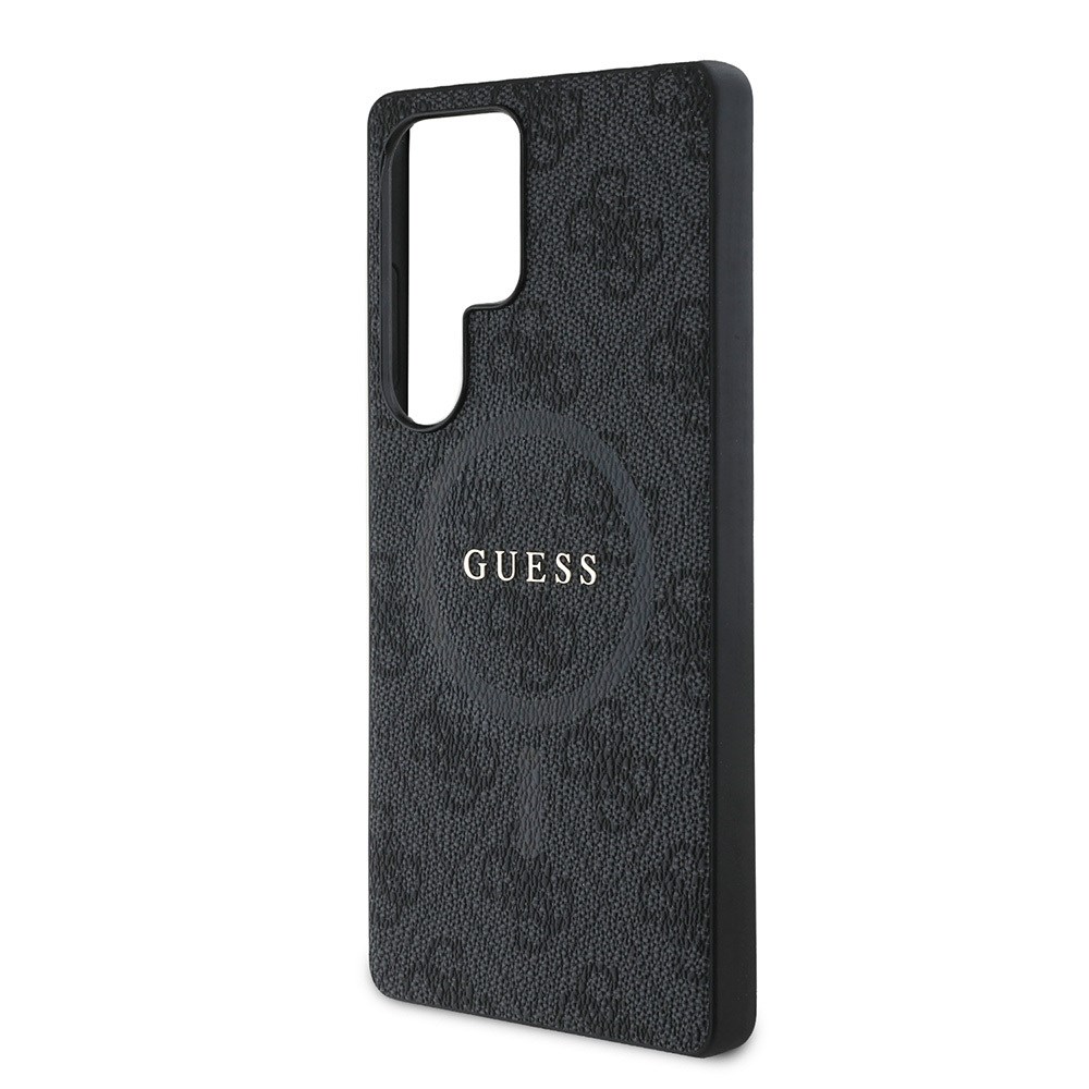 Galaxy S25 Ultra Kılıf Guess Orjinal Lisanslı M-safe Şarj Özellikli PU Halkalı 4G Desenli Yazı Logolu Kapak