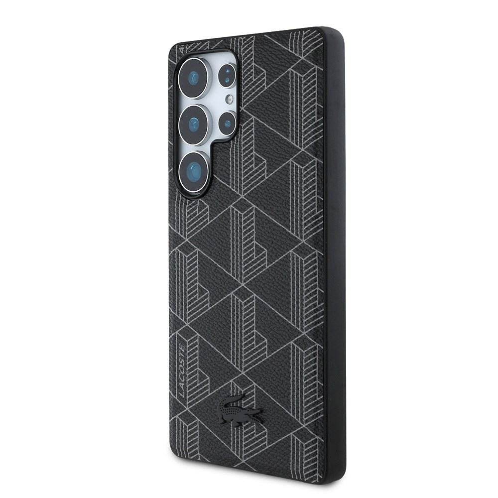 Galaxy S25 Ultra Kılıf Lacoste Orjinal Lisanslı M-safe Şarj Özellikli PU Deri Görünümlü Karışık Monogram Desenli Kapak