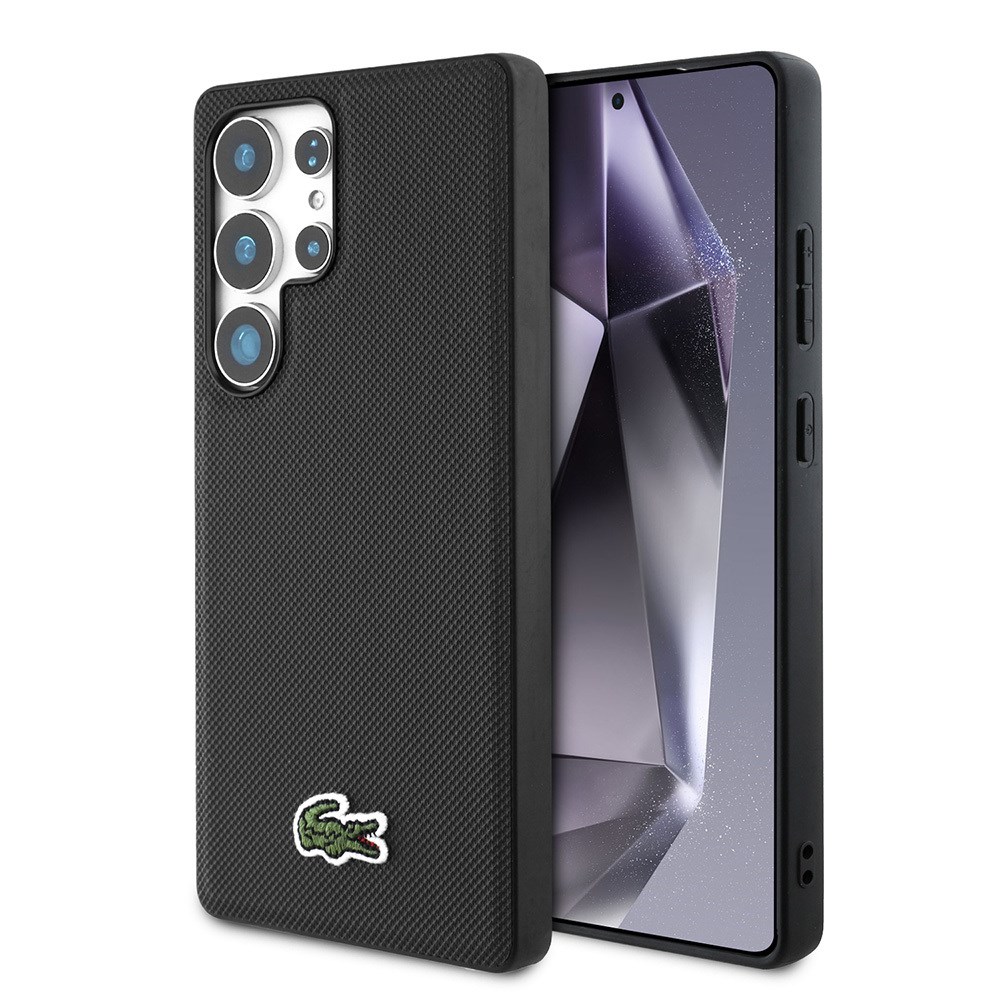 Galaxy S25 Ultra Kılıf Lacoste Orjinal Lisanslı PU Pike Desenli Arka Yüzey İkonik Timsah Dokuma Logolu Kapak