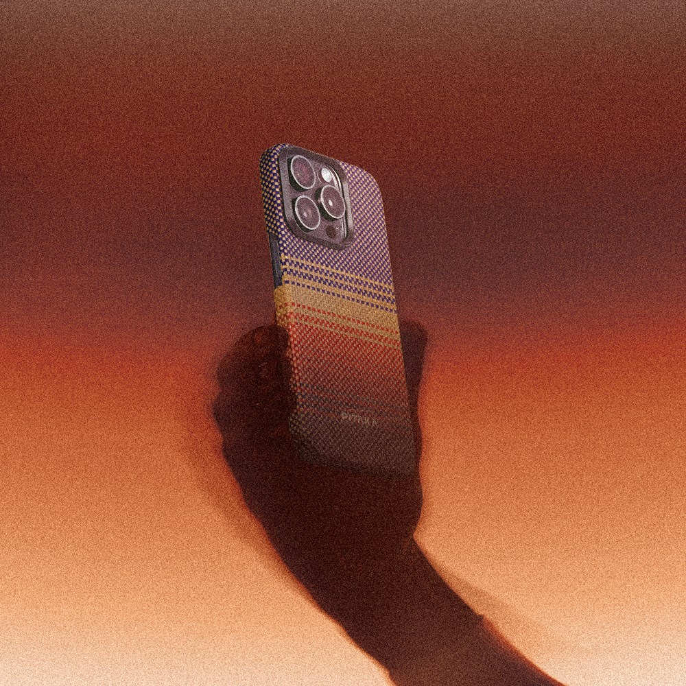 Galaxy S25 Ultra Kılıf M-safe Şarj Özellikli Aramid Fiber Pitaka Tactile Woven Sunset-Moonrise Serisi Kapak