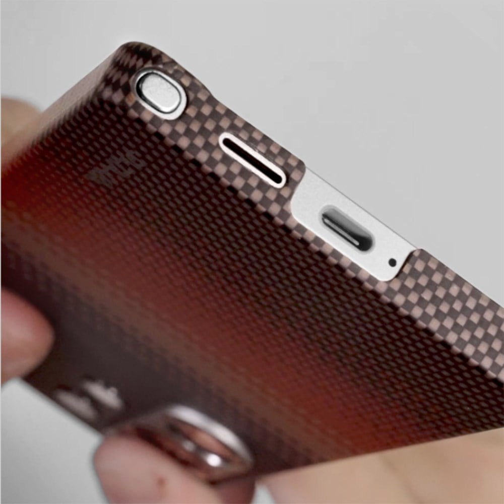 Galaxy S25 Ultra Kılıf M-safe Şarj Özellikli Aramid Fiber Pitaka Tactile Woven Sunset-Moonrise Serisi Kapak