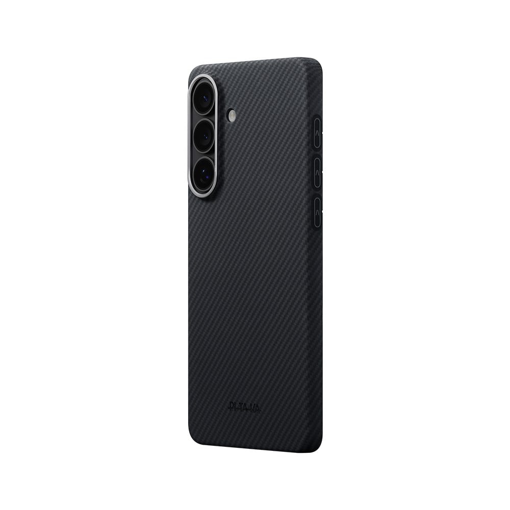 Galaxy S26 Kılıf M-safe Şarj Özellikli 600D Aramid Fiber Pitaka Edge Serisi Black-Grey Twill Kapak