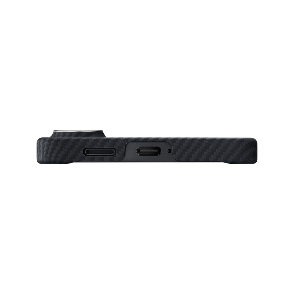 Galaxy S26 Kılıf M-safe Şarj Özellikli 600D Aramid Fiber Pitaka Edge Serisi Black-Grey Twill Kapak